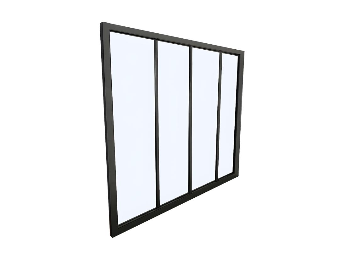 Vente Unique Verrière Atelier En Aluminium Thermolaqué - 120x130 Cm - Noir - BAYVIEW