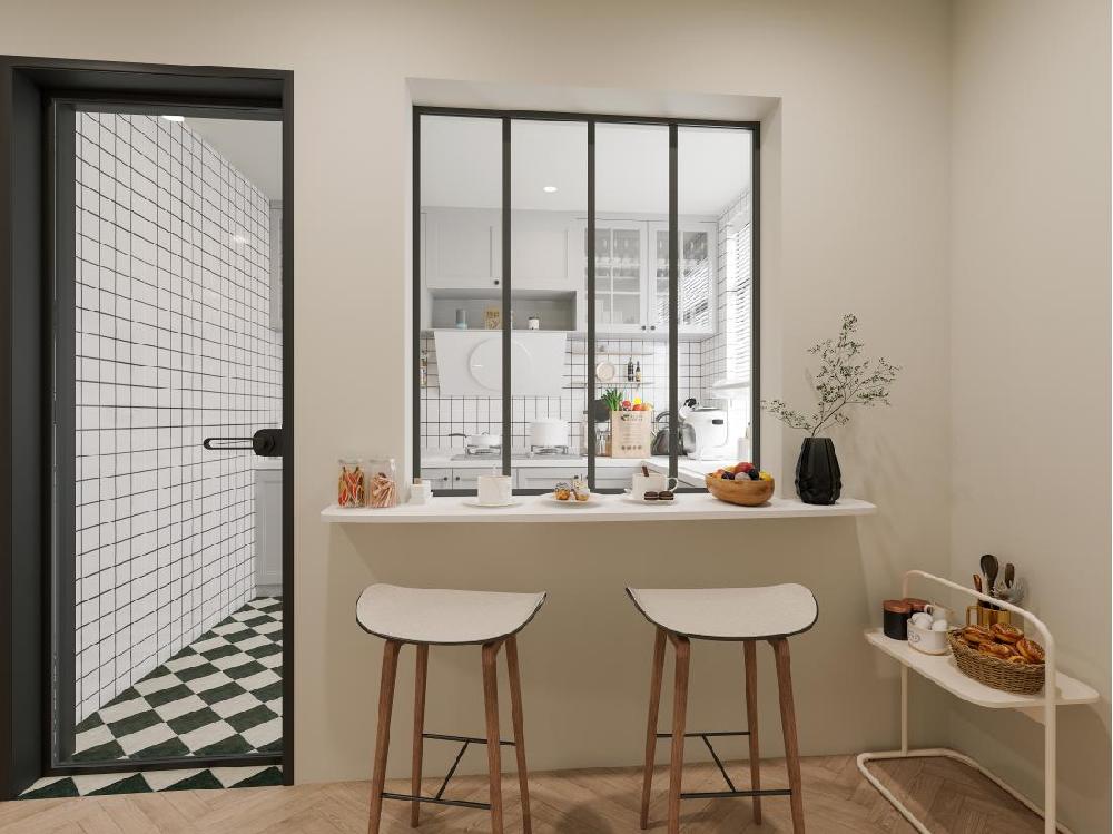 vente unique Verrière atelier en aluminium thermolaqué - 120x130 cm - Noir - BAYVIEW