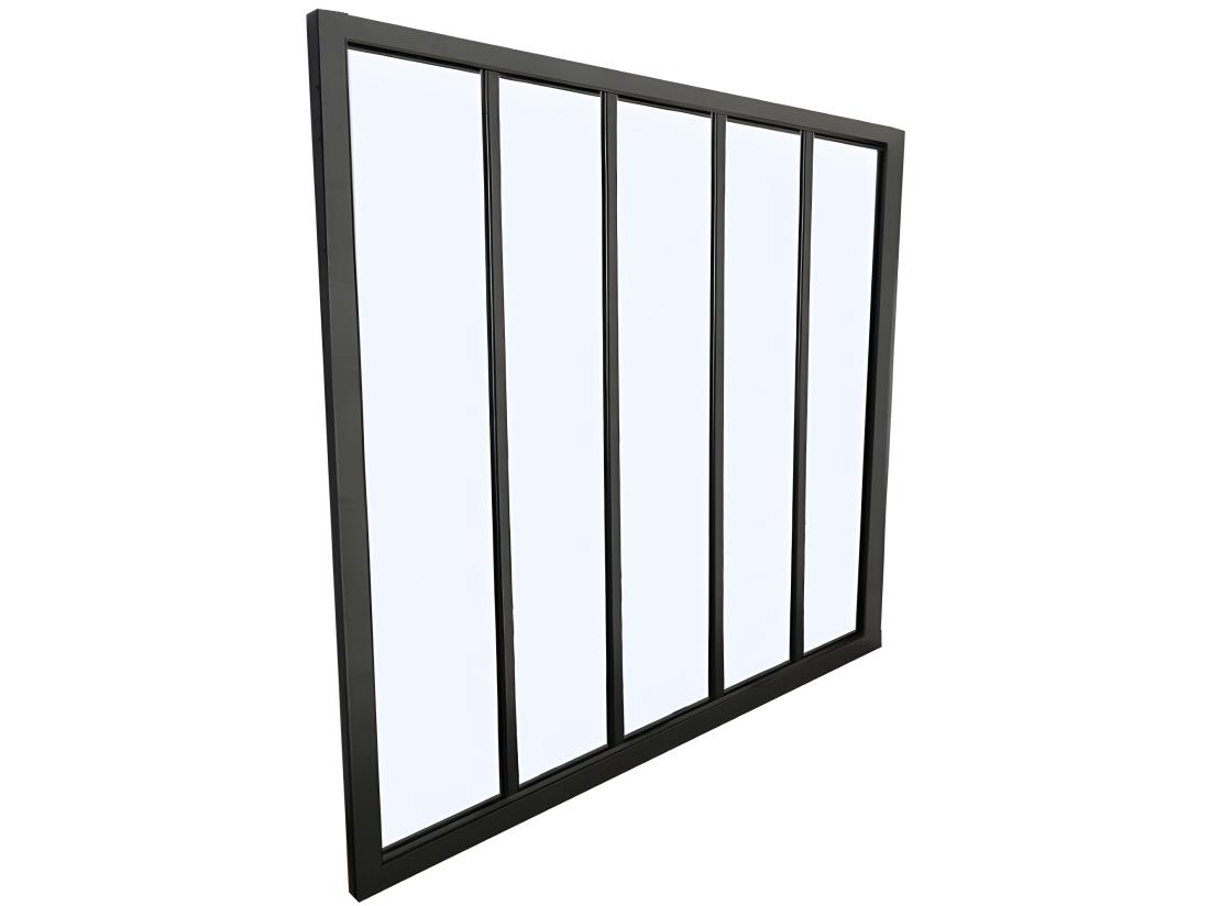 Vente Unique Verrière Atelier En Aluminium Thermolaqué - 150x105 Cm - Noir - BAYVIEW