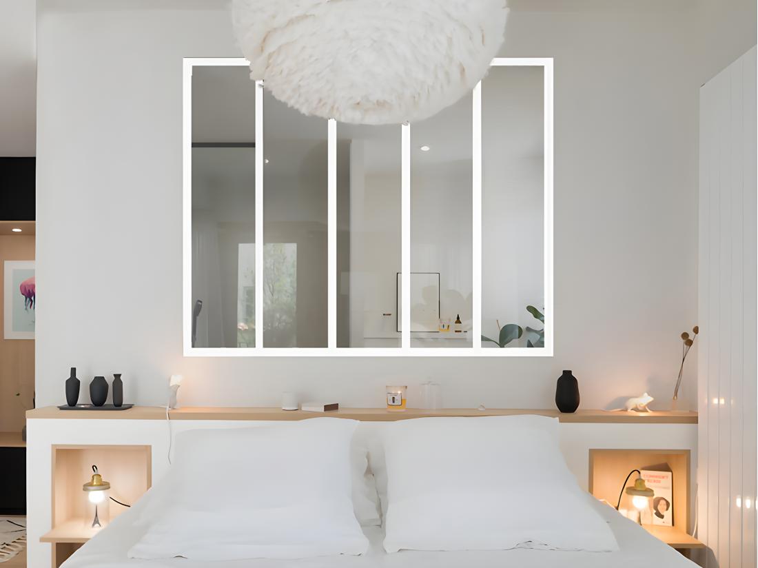 Vente Unique Verrière Atelier En Aluminium Thermolaqué - 150x105 Cm - Blanc - BAYVIEW