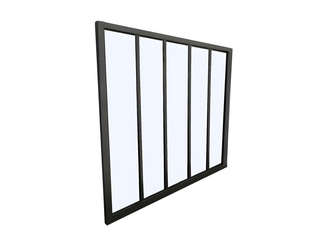 Vente Unique Verrière Atelier En Aluminium Thermolaqué - 150x130 Cm - Noir - BAYVIEW