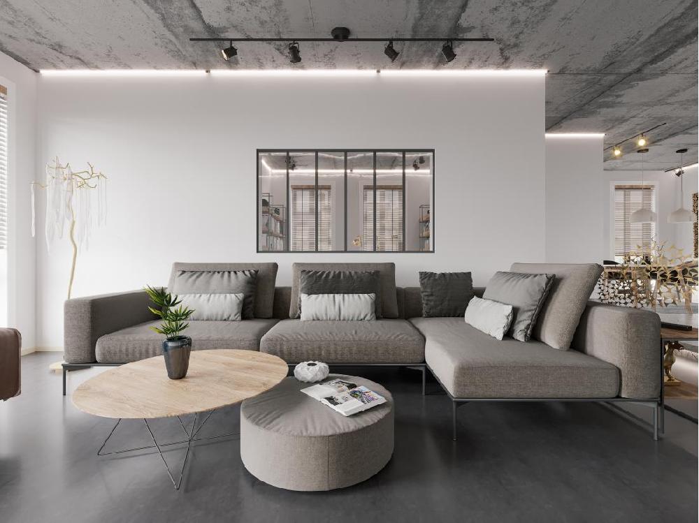 vente unique Verrière atelier en aluminium thermolaqué - 180x105 cm - Noir - BAYVIEW