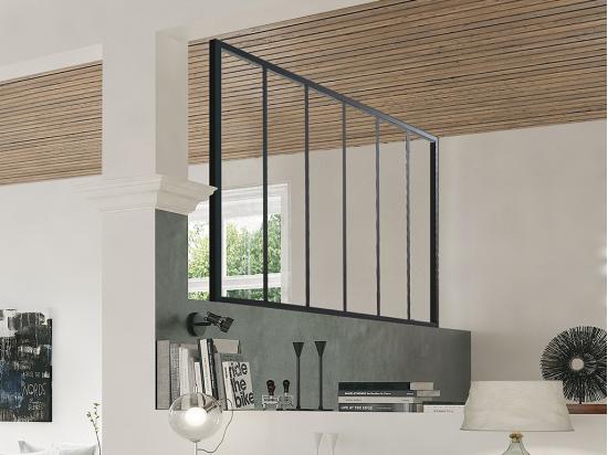 Vente Unique Verrière Atelier En Aluminium Thermolaqué - 180x130 Cm - Noir - BAYVIEW