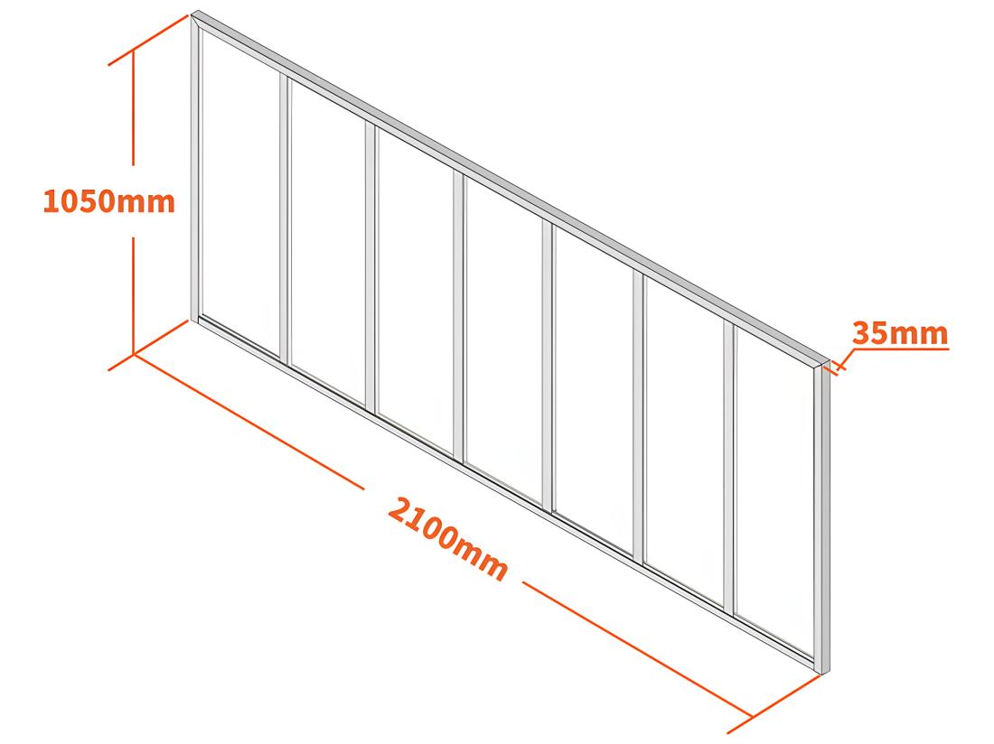 Vente Unique Verrière Atelier En Aluminium Thermolaqué - 210x105 Cm - Noir - BAYVIEW