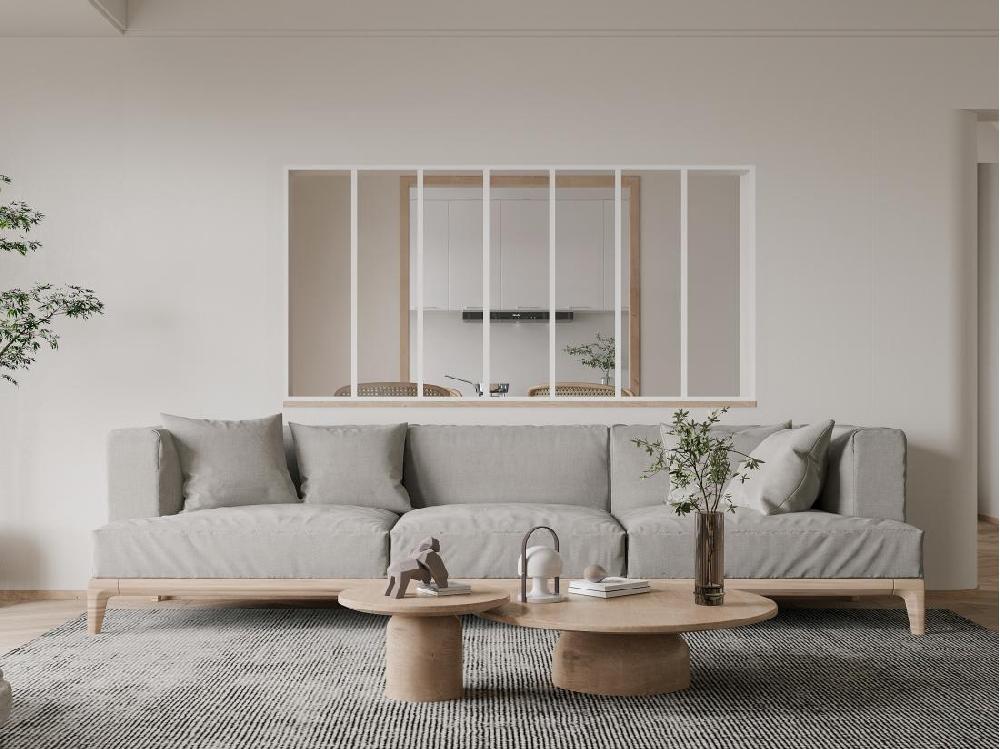vente unique Verrière atelier en aluminium thermolaqué - 210x105 cm - Blanc - BAYVIEW