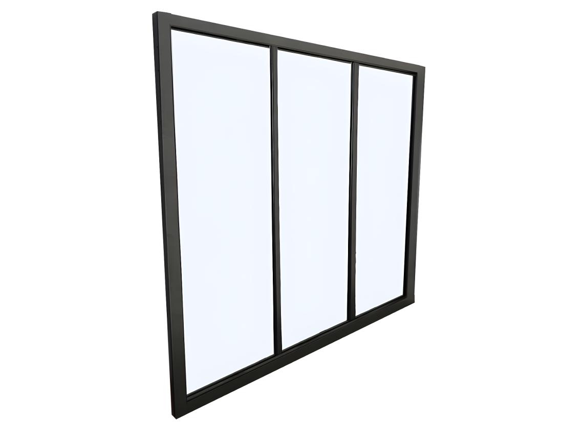 Vente Unique Verrière Atelier En Aluminium Thermolaqué - 90x105 Cm - Noir - BAYVIEW