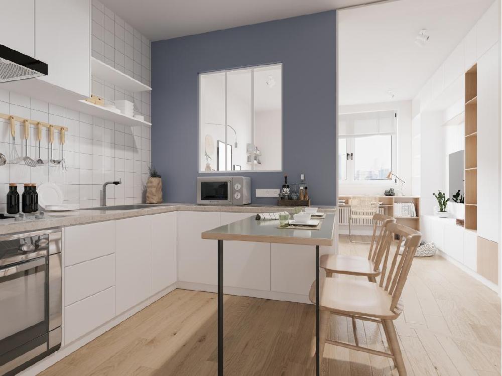 vente unique Verrière atelier en aluminium thermolaqué - 90x105 cm - Blanc - BAYVIEW