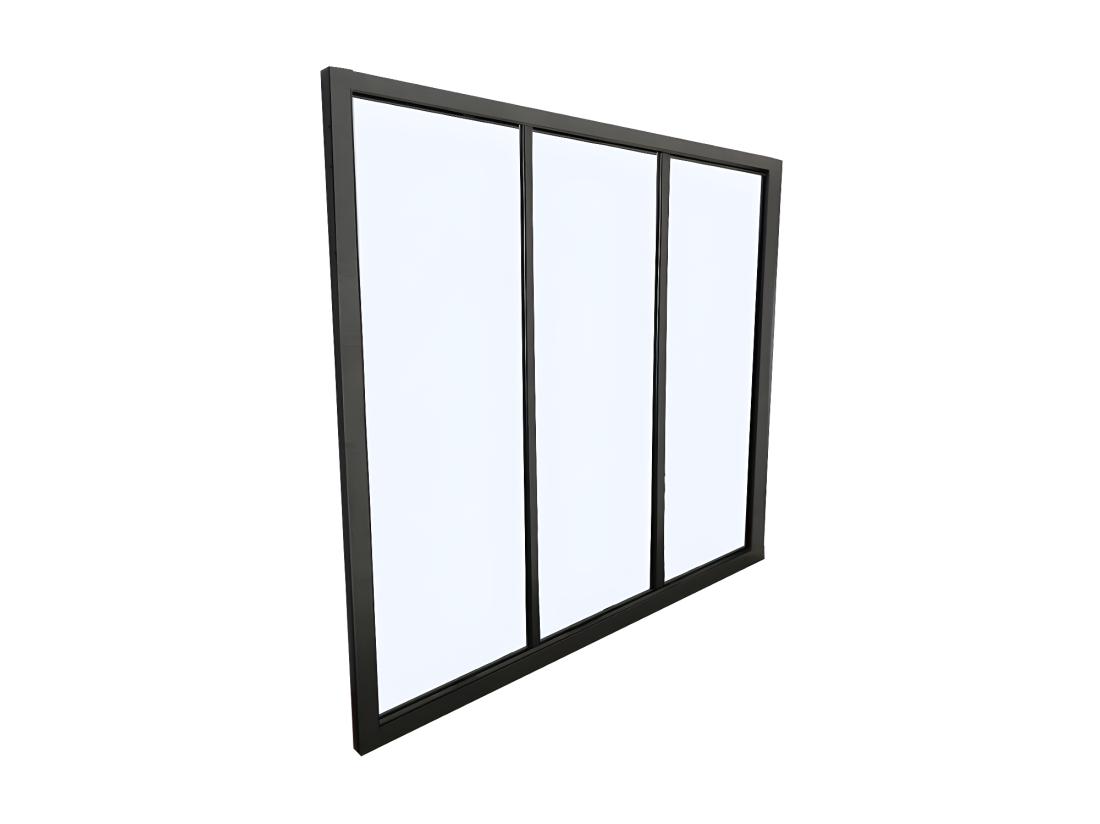 Vente Unique Verrière Atelier En Aluminium Thermolaqué - 90x130 Cm - Noir - BAYVIEW