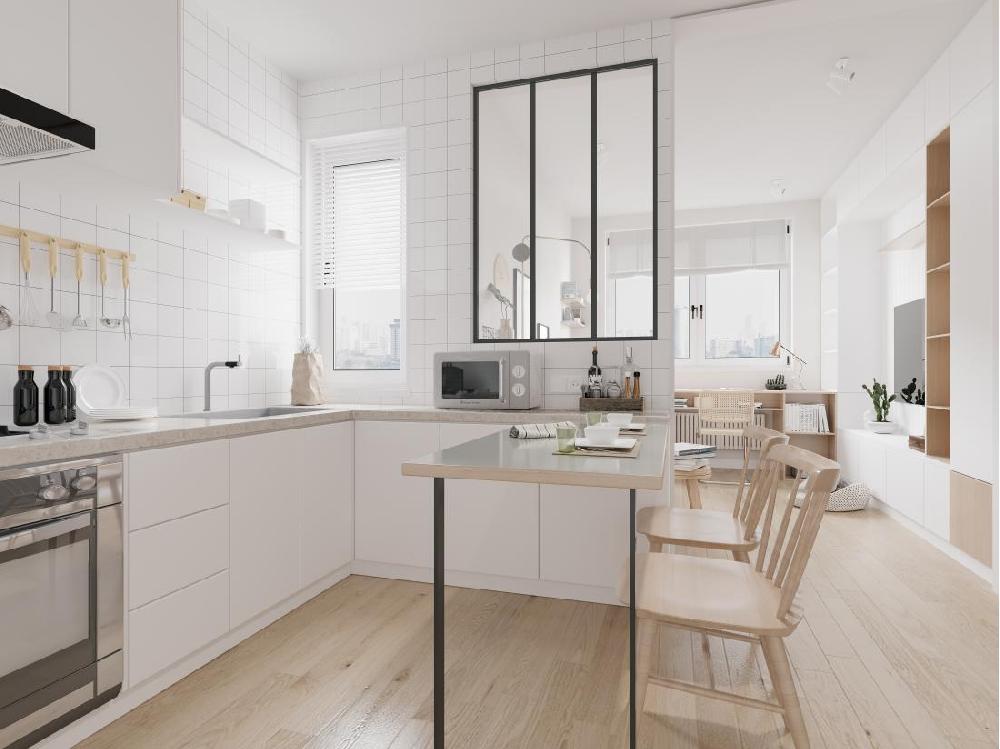 vente unique Verrière atelier en aluminium thermolaqué - 90x130 cm - Noir - BAYVIEW