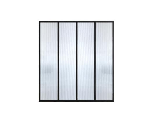 Vente Unique Verrière Atelier En Aluminium Thermolaqué Et Verre Trempé Texturé 120x105 Cm - Noir - VIETRA