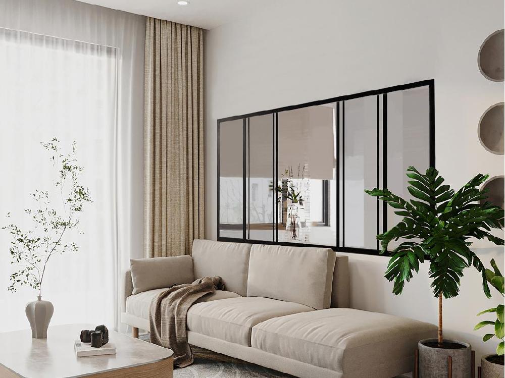 vente unique Verrière coulissante en aluminium thermolaqué noir 180x105 cm - RAVENA