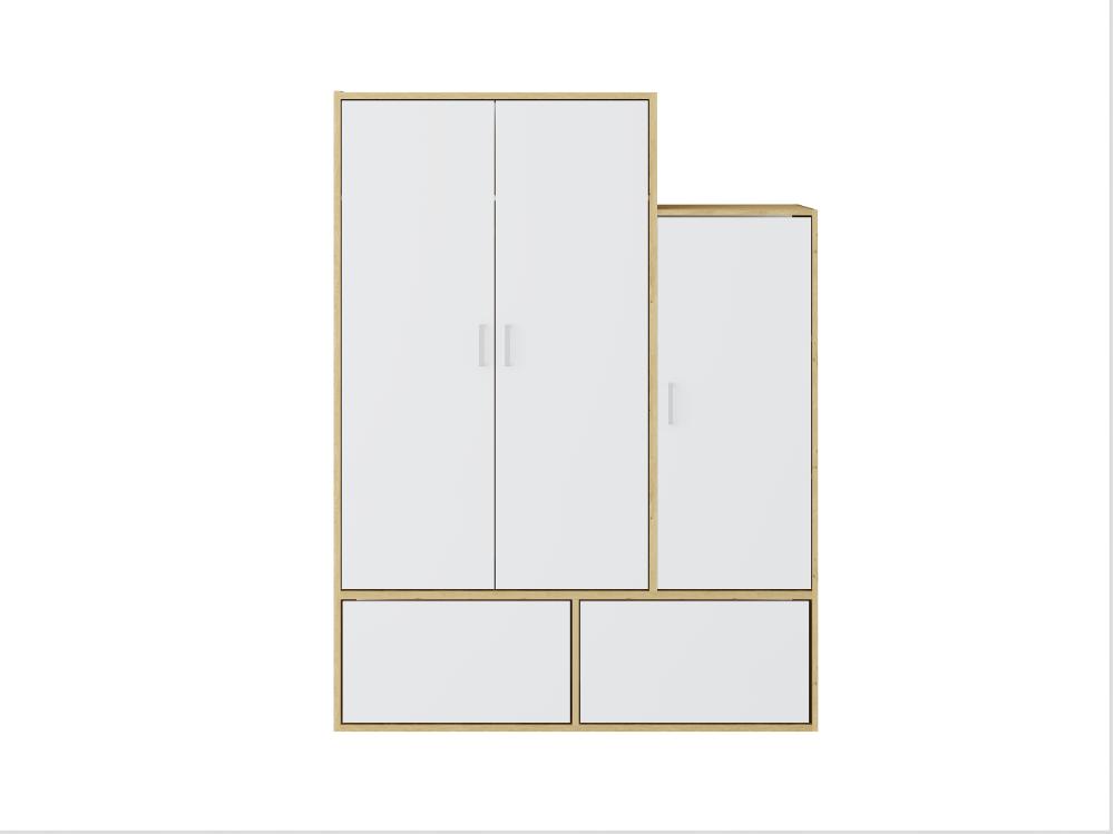 Vente Unique Vestiaire Avec 3 Portes 1 Penderie Et 2 Compartiments Chaussures - Blanc Et Naturel - NYVELA
