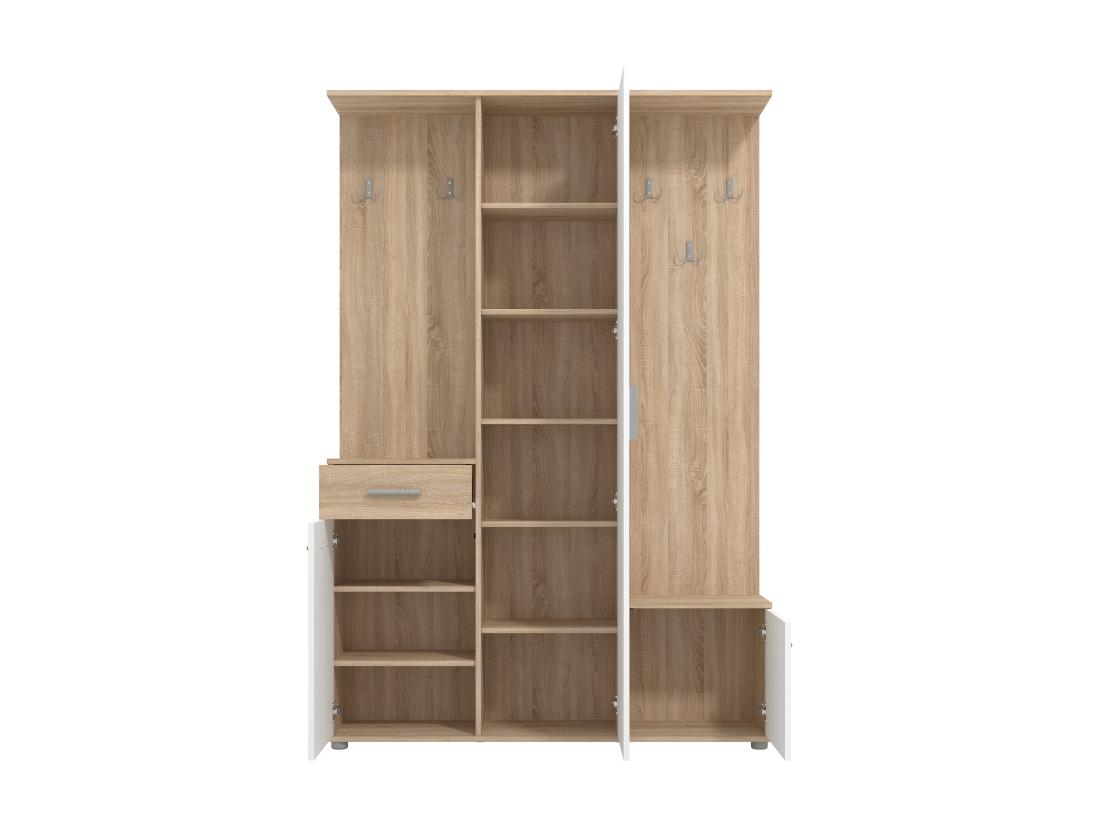 Vente Unique Vestiaire Avec 3 Portes 1 Tiroir Et 1 Miroir - Naturel Et Blanc - CAMOLA