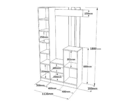 Vente Unique Vestiaire Avec 3 Portes Et 1 Miroir - Blanc Et Naturel - MIROTA