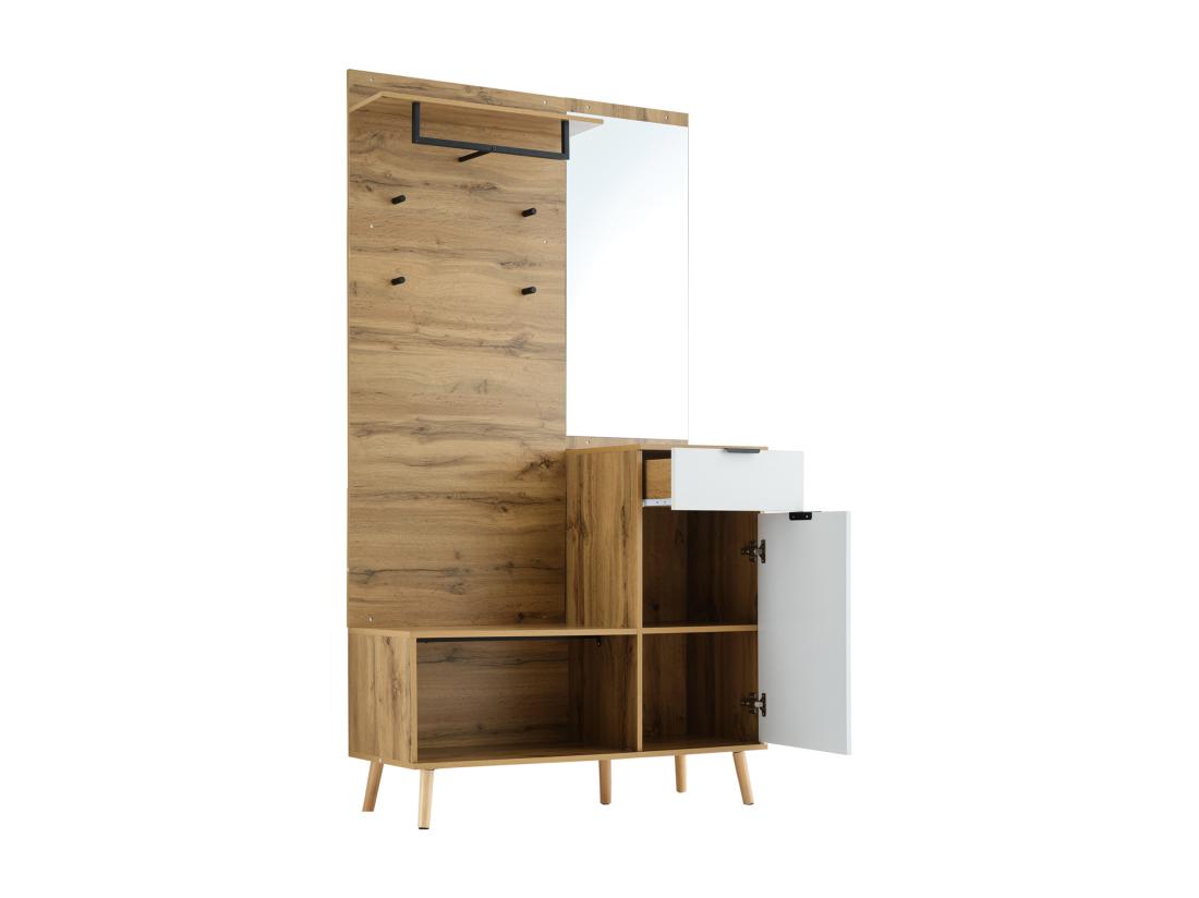 Vente Unique Vestiaire Avec Porte Manteau + Meuble à Chaussures + Miroir - Naturel