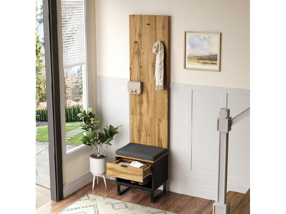 Vente Unique Vestiaire Avec Tabouret à Chaussures + Coussin - Avec Tiroir - Naturel