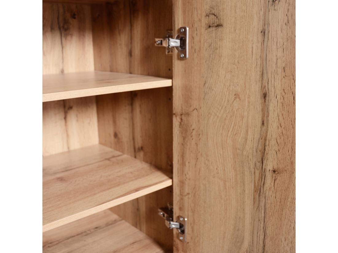 Vente Unique Vestiaire D'entrée Avec Miroir Et Meuble à Chaussures - Hauteur 190cm - Naturel & Noir