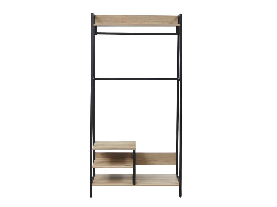 Vente Unique Vestiaire D'entrée FLORE / Décor Chêne Blanchi Et Métal Noir