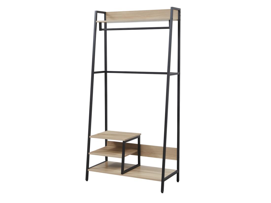 Vente Unique Vestiaire D'entrée FLORE / Décor Chêne Blanchi Et Métal Noir