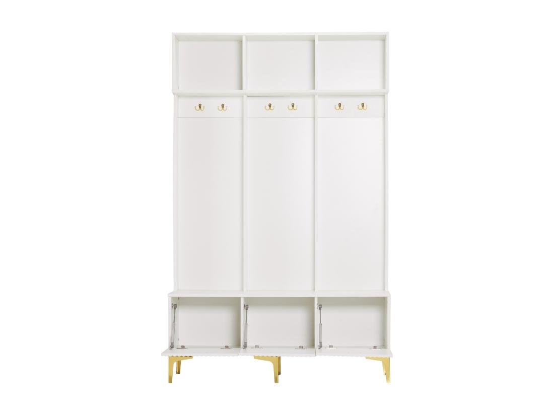 Vente Unique Vestiaire D'entrée Moderne - Avec Porte-manteau Et Rangements à Chaussures - Blanc