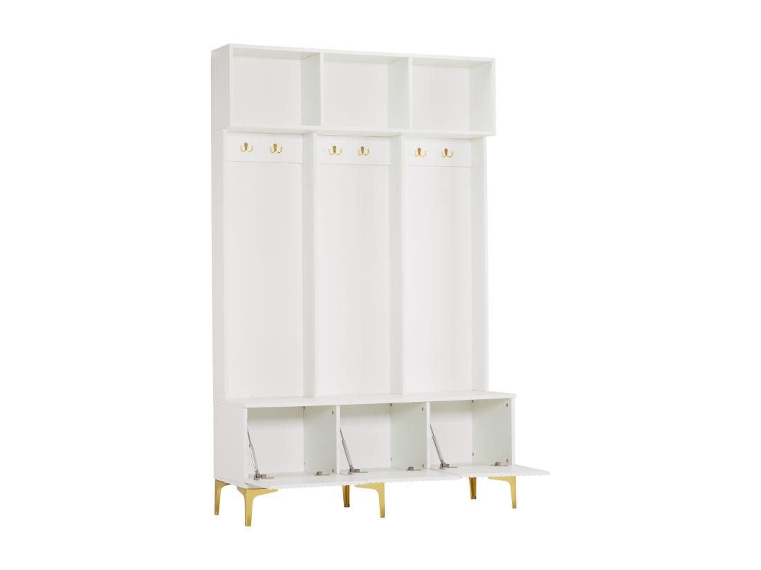 Vente Unique Vestiaire D'entrée Moderne - Avec Porte-manteau Et Rangements à Chaussures - Blanc