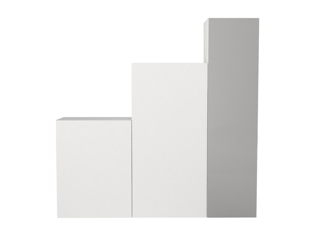 Vente Unique Vestiaire Modulable 3 Portes - Avec Miroir - L180 Cm - Blanc - TELEZA