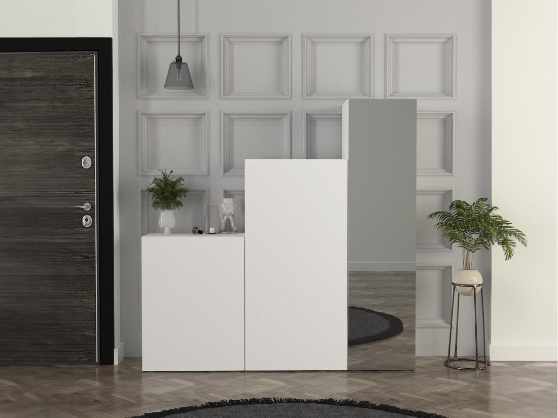 vente unique Vestiaire modulable 3 portes - Avec miroir - L180 cm - Blanc - TELEZA