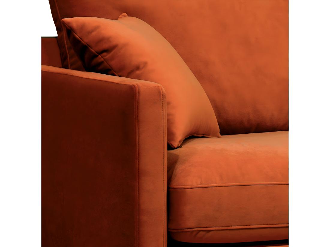 Vente Unique Villabon - Fauteuil XL En Velours Pieds Bois Foncé : Couleur - Rouille