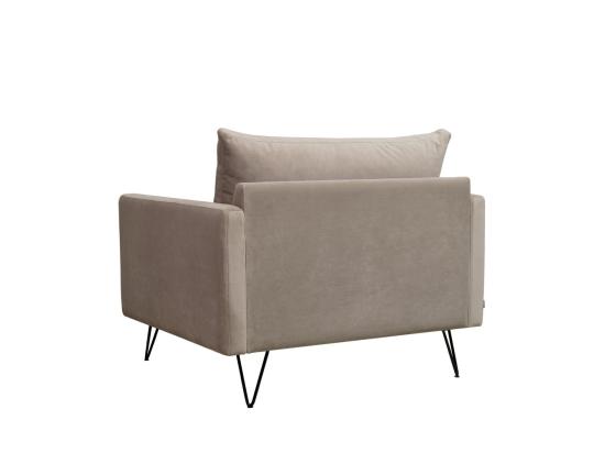 Vente Unique Villabon - Fauteuil XL En Velours Pieds épingles Noirs : Couleur - Beige