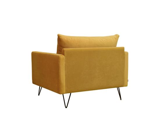 Vente Unique Villabon - Fauteuil XL En Velours Pieds épingles Noirs : Couleur - Jaune Moutarde