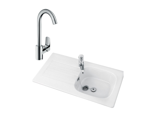 Vente Unique VILLEROY ET BOCH Evier 1 Bac Tudor Avec Mitigeur Cuisine Bec Haut Logis