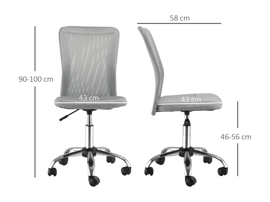 Vente Unique Vinsetto Chaise De Bureau Ergonomique Hauteur Réglable Piètement Chromé Pivotant 360° Revêtement Maille Gris
