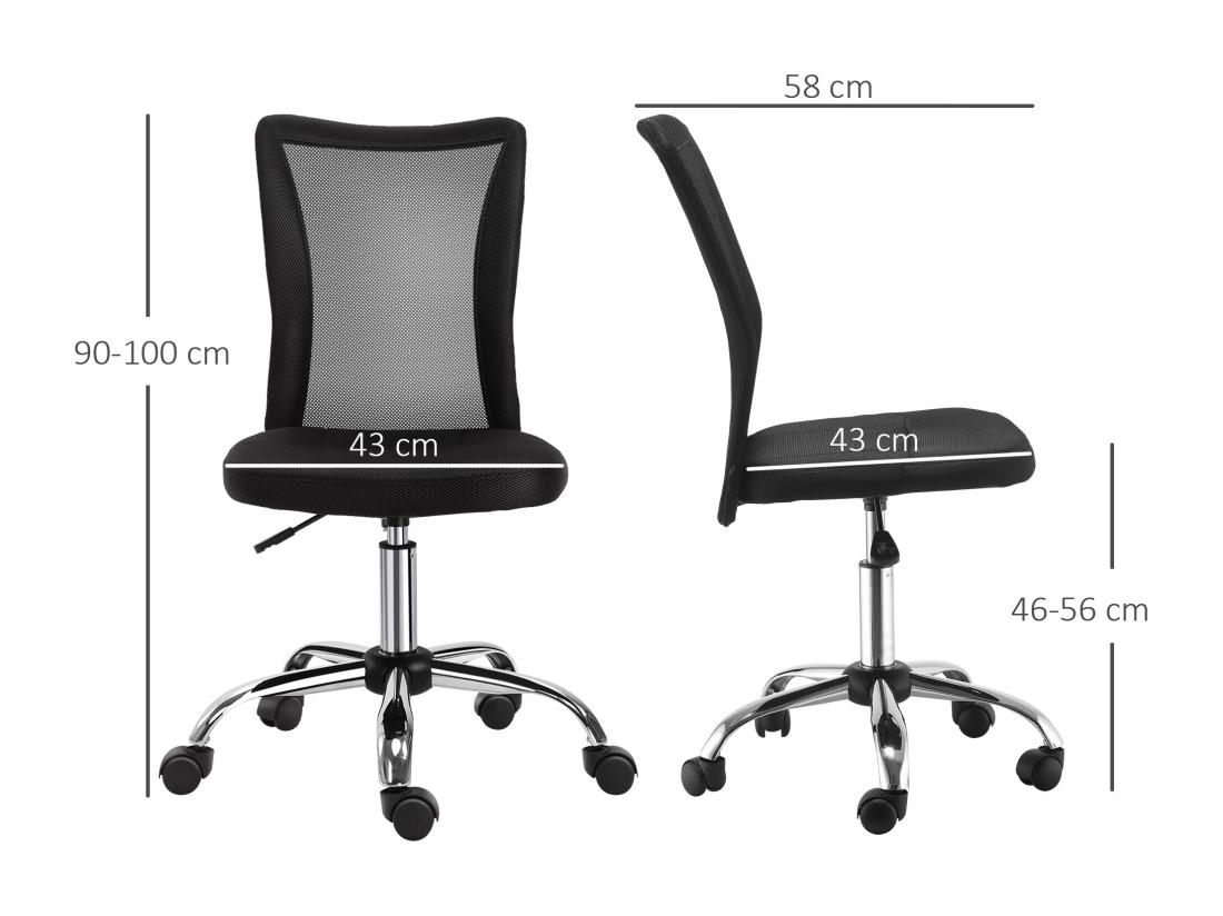 Vente Unique Vinsetto Chaise De Bureau Ergonomique Hauteur Réglable Piètement Chromé Pivotant 360° Revêtement Maille Noir