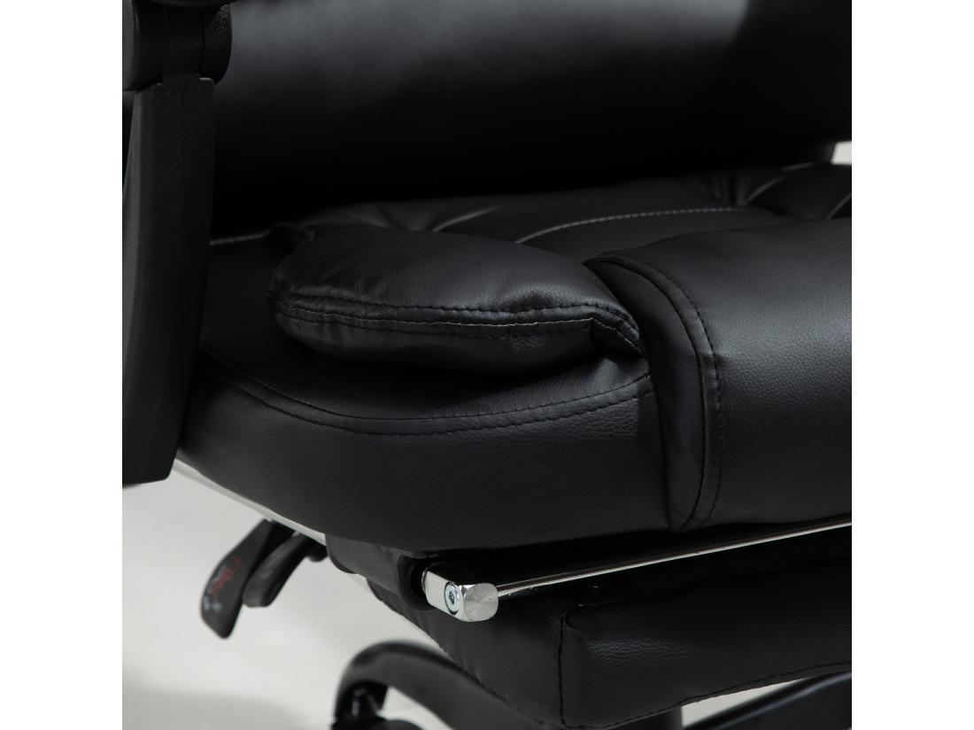 Vente Unique Vinsetto Fauteuil De Bureau Direction Massant Hauteur Réglable Dossier Inclinable Repose-pied + Coussin Lombaires Intégrés Revêtement Synthétique Noir