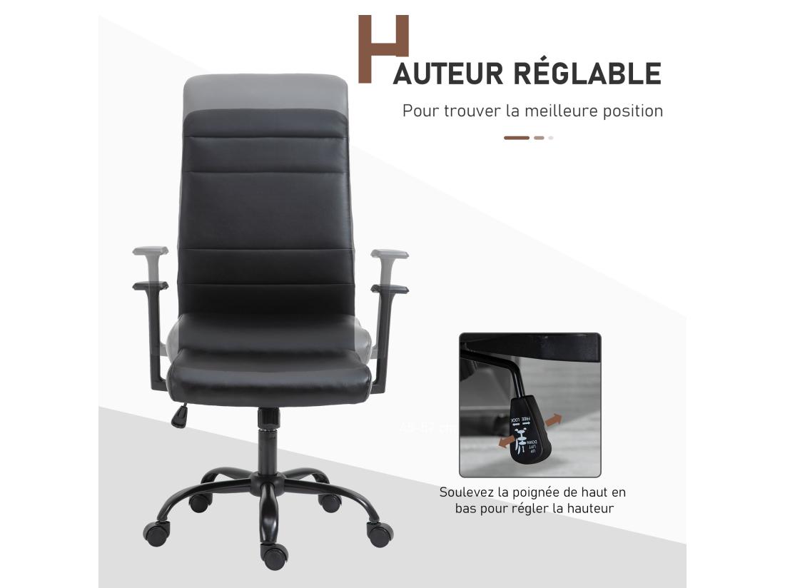 Vente Unique Vinsetto Fauteuil De Bureau Manager Ergonomique Pivotant 360° Hauteur Assise Réglable Revêtement Synthétique PU Noir