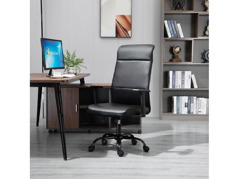 vente unique Vinsetto Fauteuil de bureau manager ergonomique pivotant 360° hauteur assise réglable revêtement synthétique PU noir