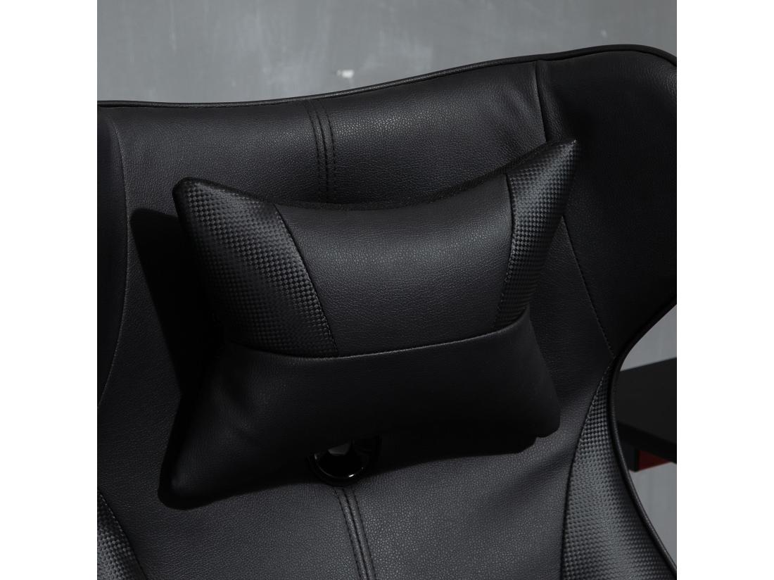 vente unique Vinsetto Fauteuil gaming fauteuil de bureau gaming base ronde métal pivotante 360° hauteur réglable coussins intégrés revêtement synthétique noir