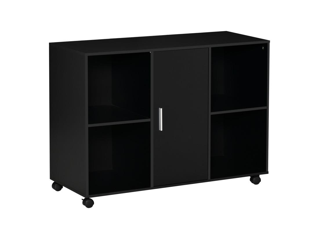 Vente Unique Vinsetto Support D'imprimante - Caisson Organiseur Bureau - 4 Niches Placard Porte Grand Plateau - Panneaux Particules Noir