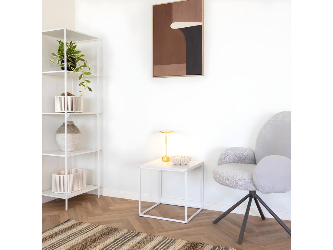 Vente Unique Vita - Bout De Canapé En Bois Et Métal Blanc - Blanc