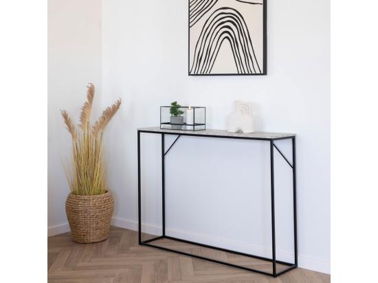 Vente Unique Vita - Console Effet Travertin Et Métal - Beige