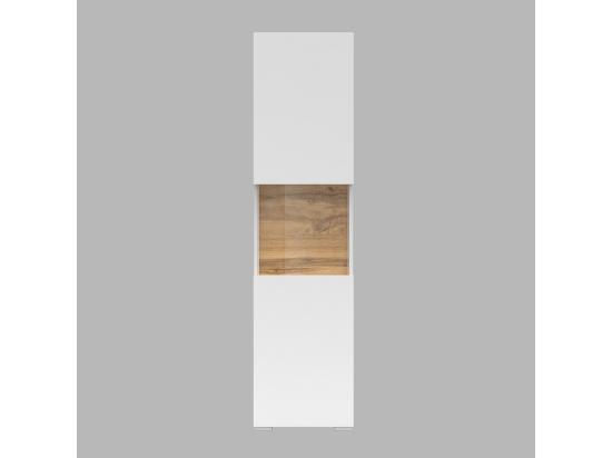 Vente Unique Vitrine 1 Porte Partiellement Vitrée Collection EVA. Couleur Blanc Et Chêne