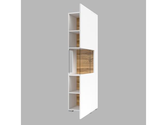 Vente Unique Vitrine 1 Porte Partiellement Vitrée Collection EVA. Couleur Blanc Et Chêne