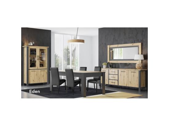 Vente Unique Vitrine 2 Portes + 2 Portes Vitrées LED Eden