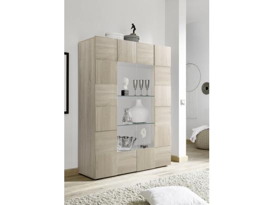 Vente Unique Vitrine 2 Portes Bois Mélaminé Chêne Clair Namob L 120cm