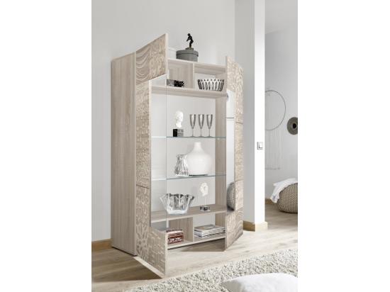 Vente Unique Vitrine 2 Portes Bois Mélaminé Chêne Clair Zebre L 120cm