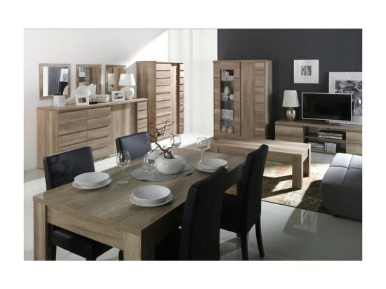 Vente Unique Vitrine 2 Portes Coulissantes ROMI Avec Porte Vitrée - Coloris Dab Canyon - 120 X 180 X 55 Cm