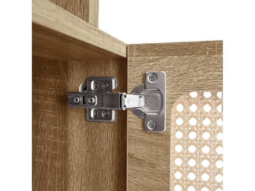 Vente Unique Vitrine - 2 Portes En Rotin + étagères Ouvertes - Naturel