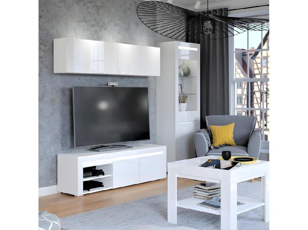 Vente Unique Vitrine 2 Portes LED Inclus Kasla Blanc