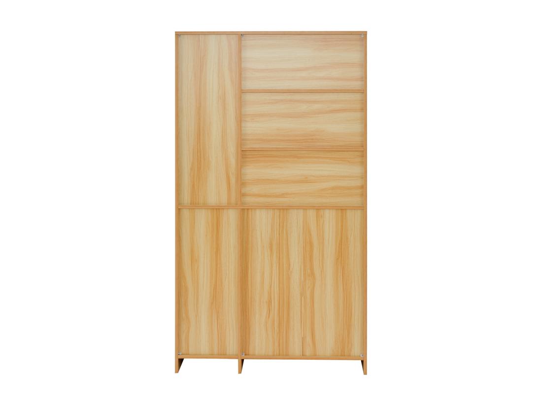 Vente Unique Vitrine Avec 3 Portes Et étagères Réglables - Panneaux De Particules - Naturel & Blanc