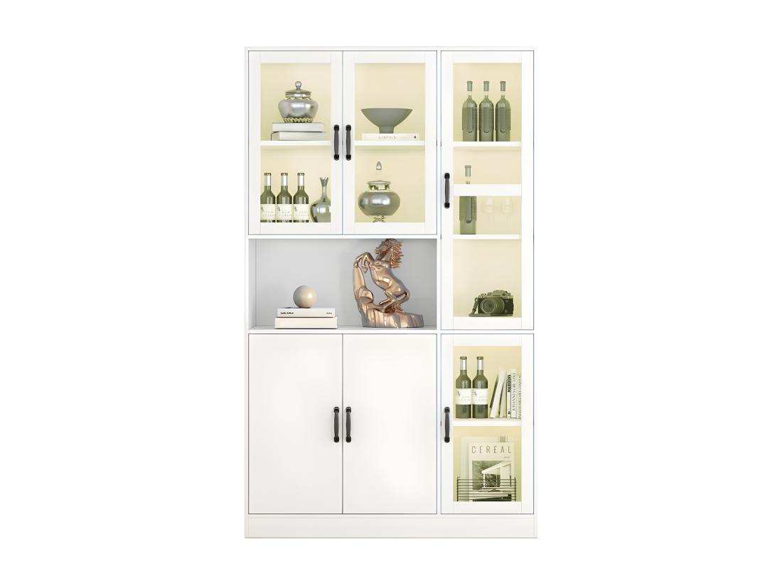 Vente Unique Vitrine Avec éclairage LED - étagères Avec 6 Portes - H 200cm - Blanc